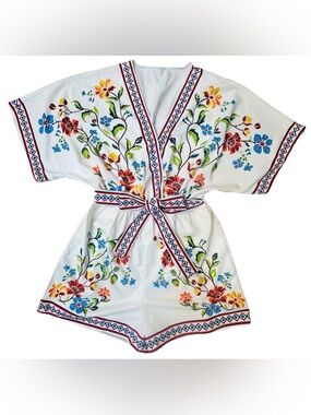 CAA Floral Kimono Style Romper Shorts XL Boho Fairy Summer Tie Wrap Lightweight